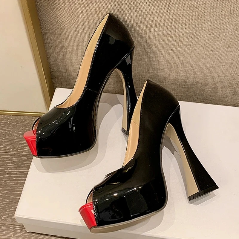 

Aneikeh/2025 летние модные туфли-лодочки с открытым носком, женские однотонные туфли на платформе для вечеринки и свадьбы, женские шлепанцы на очень высоком каблуке 13 см