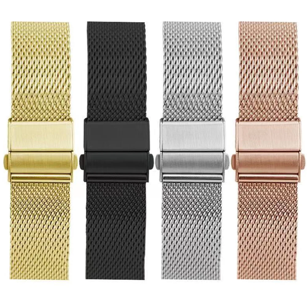 22mm20mm Milanese Strap for Samsung Galaxy Watch 3/4/5/Active2/Huawei Watch GT2 Metal Butterfly Buckle Wristband for Amazfit GTR