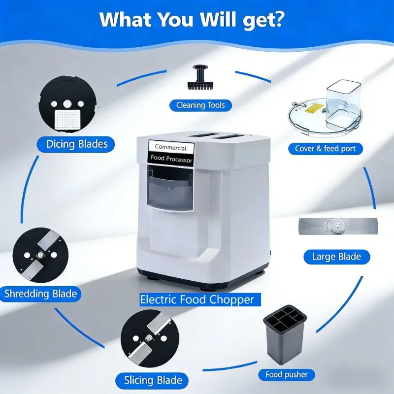 K8600 Commercial Dicing Machine White 3-in-1 Multi-Function Electric Cutter Strips Shreds Slices Dice Radish Potato Vegetables - view 5