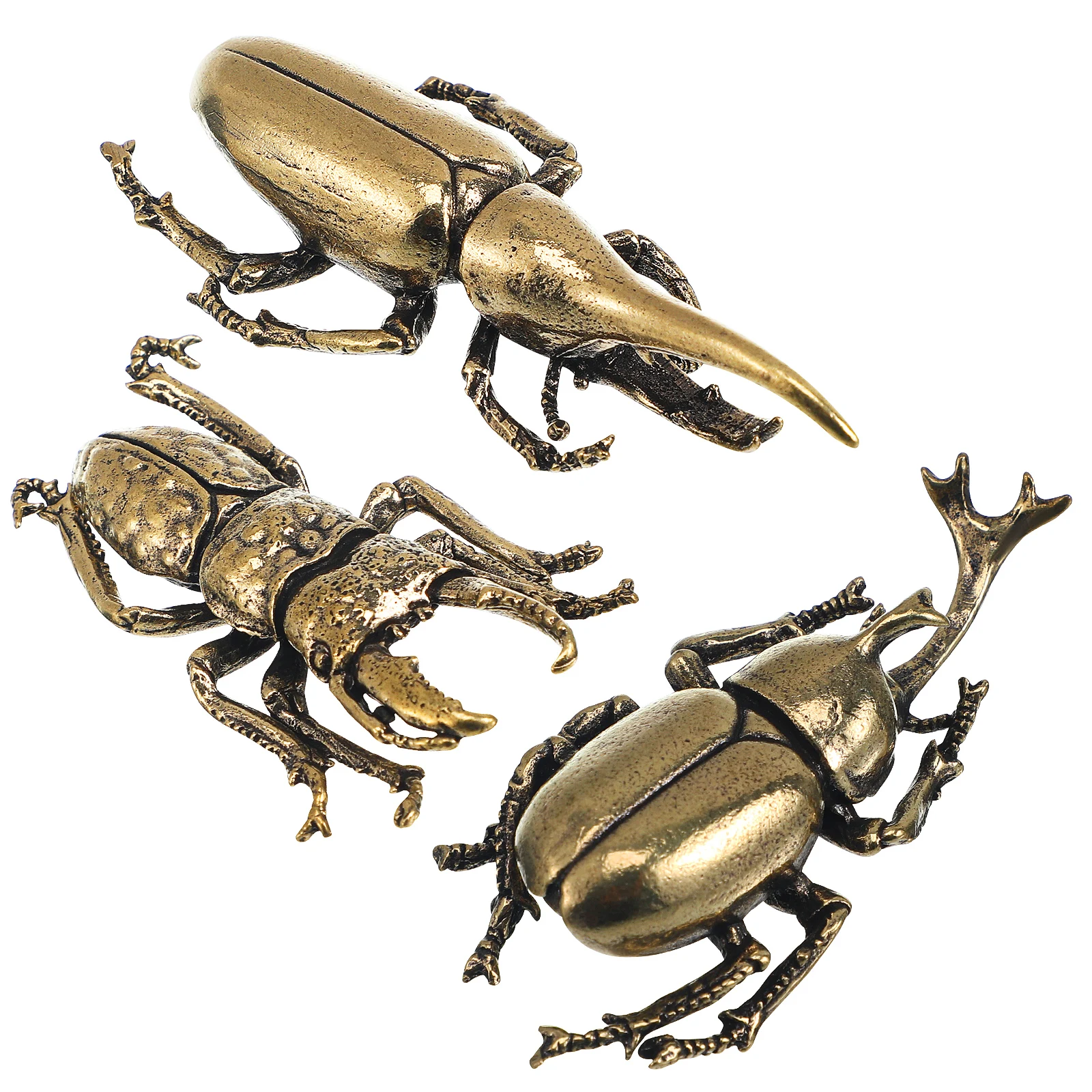

3Pcs Metal Beetle Figurine Simulation Beetle Statue Retro Metal Beetle Miniature Desktop Ornaments