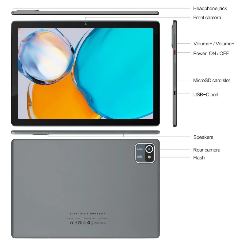 Terbaru 10.1 Inci 6GB RAM 64GB ROM K10 Android 13 Tablet PC CPU SC7731 Quad-Core WIFI USB Tipe C