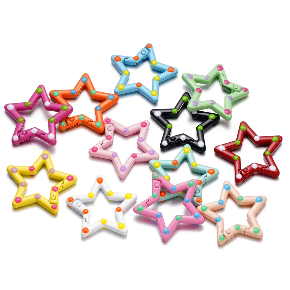 

5pcs Metal Star Shape Spring Keychain Key Rings Lobster Clasps Hooks for DIY Keychains Bag Clips Hook Dog Chain Buckles Making