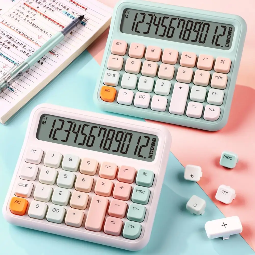 Battery Operated Calculator Square Key Calculator Portable Student Finance Calculator with Lcd Display Battery for Office