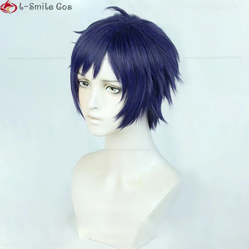 Candy 2025Game ES2 Cosplay Fushimi Yuzuru Short Blue Purple Heat Resistant Synthetic Hair Hallowee Party Wigs + Wig Cap