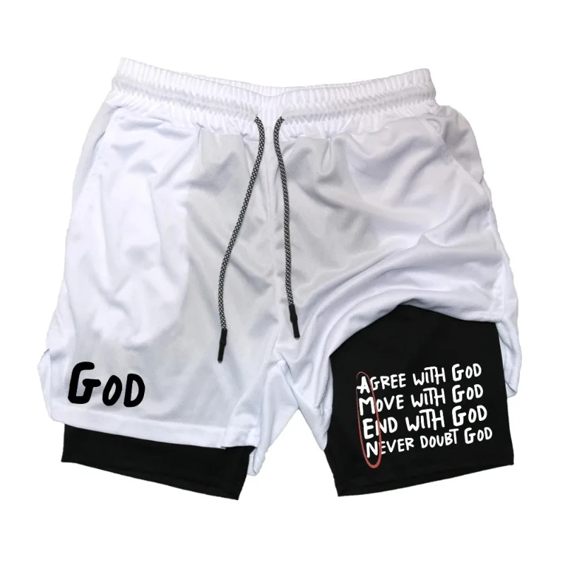 Casual Sports Shorts for Men's 2-In-1 Short Summer Quick Drying Breathable Workout Double Layer Beach Fitness Running Towel Loop