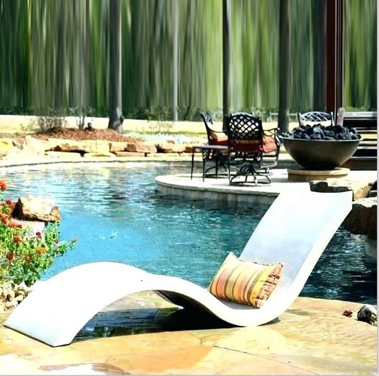 2026 Outdoor Fiberglass Chaise Lounger for Pool Beach Villa Park & School Sunbed Ledge Chair for Sunbathing