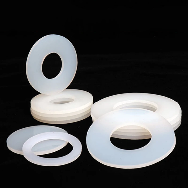 1-10pcs Flat Gasket 3mm Thickness ID 10-426mm White Silicone Rubber Flat Washer Flange Silicone Sealing O-ring Gasket DN15-400