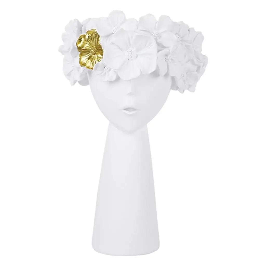 Resin Human Head Flower Vase Planter Pot Living Room Wine Cabinet Home Decor