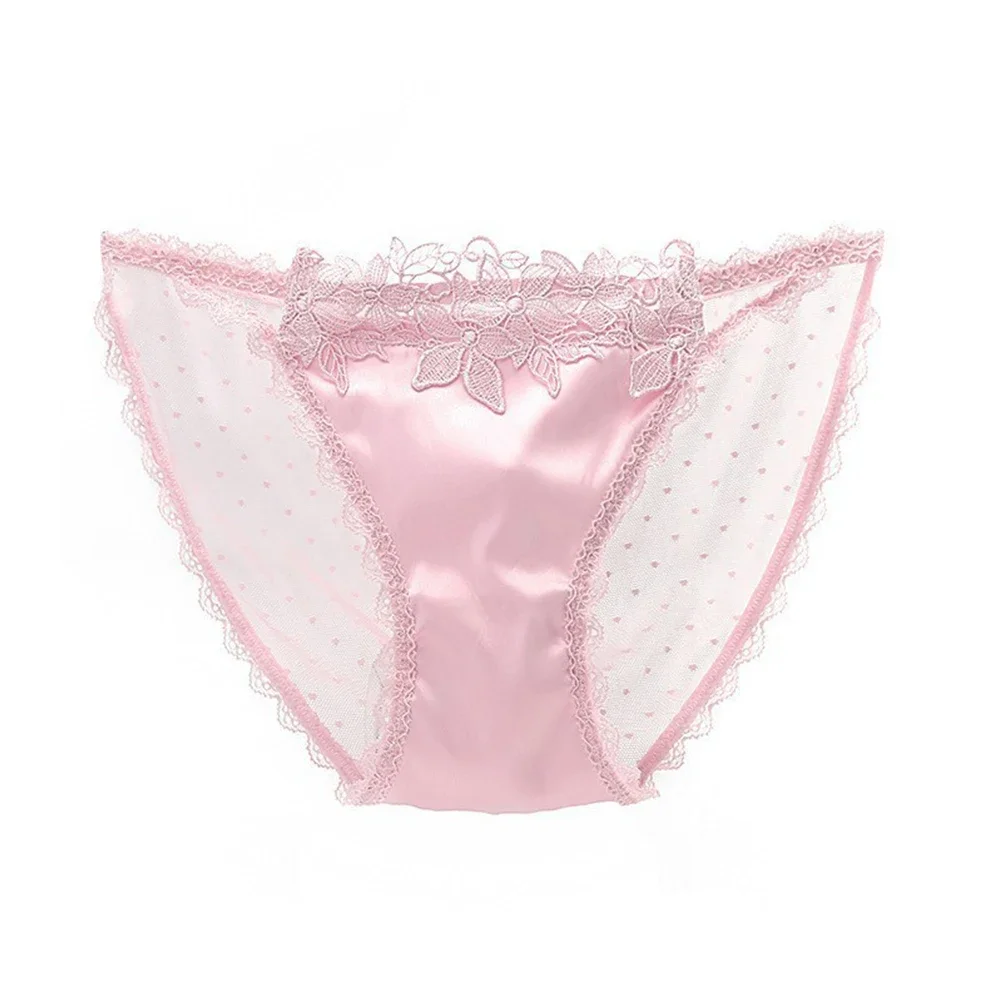 

Women's See Through Panties in Satin Material with a Delicate Lace Mesh Design 5 Beautiful Colors to Choose From