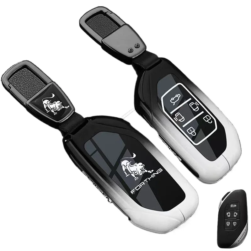 

Zinc Alloy Key Fob Cover for Forthing Thunder T5EVO/V9/Voyager/X5, Heavy Duty Metal Protective Case Shell with Keychain