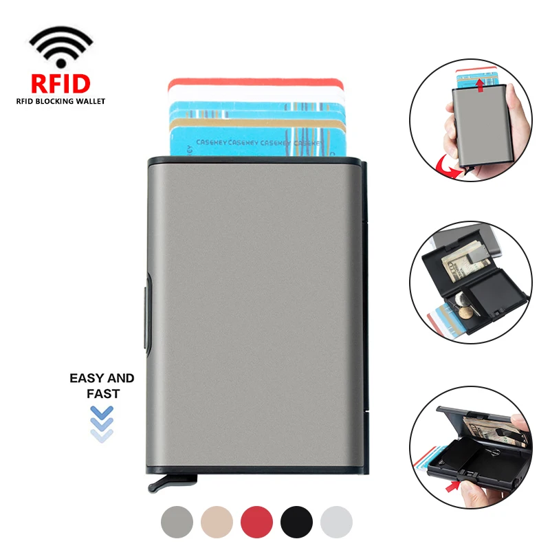 남성용 2023 RFID 신용 카드 홀더, 미니멀리스트 동전 지갑, 팝업 금속 ID 은행 카드 홀더 케이스, 식별 카드 홀더 폴더