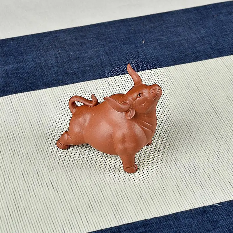 New Tea Pet Ornament Raw Mineral Purple Clay Water Buffalo Play Sculpture Tray Decorative Gifts For Nourishing