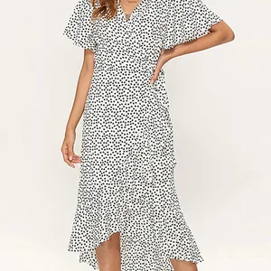 نسائي أزهار طباعة ماكسي فستان طويل الشيفون بوهو فستان الكشكشة على شكل V رقبة عارضة سبليت مثير فستان حزب الشاطئ الصيف أعلى 8 مبيعات ملابس بوهو شيك - رقم 4