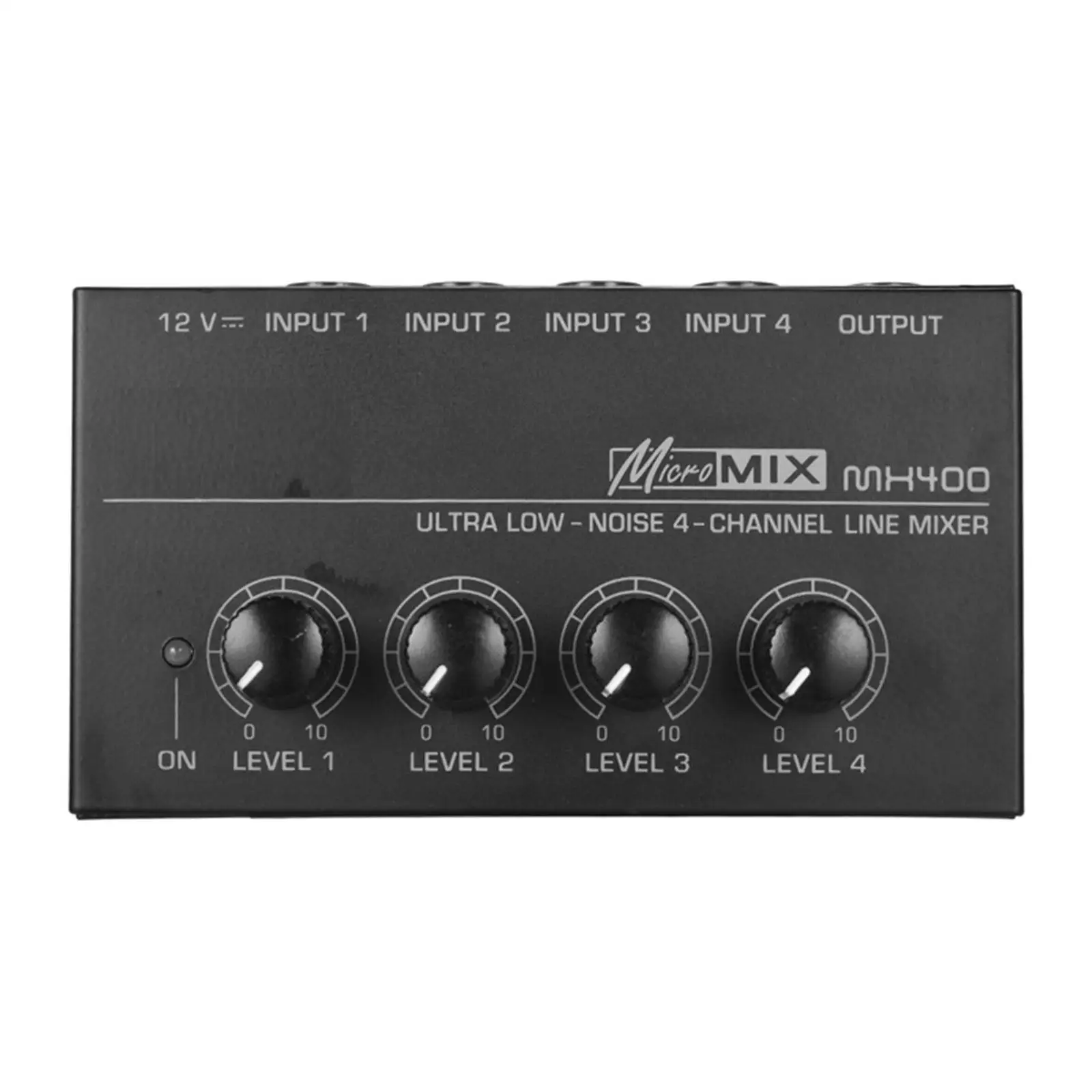 Audio Mixer 4 Input 1Output Equalizer Digital Mixing System Mixing Console Stereo Mixer for Bass Bars Home Party Live Broadcasts