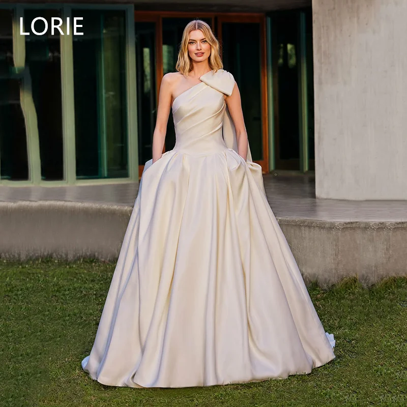 LORIE A-line Luxury vestidos de novia Wedding Dress Sleeveless Bridal Gowns One Shoulder Backless Wedding Gown Customized 2025