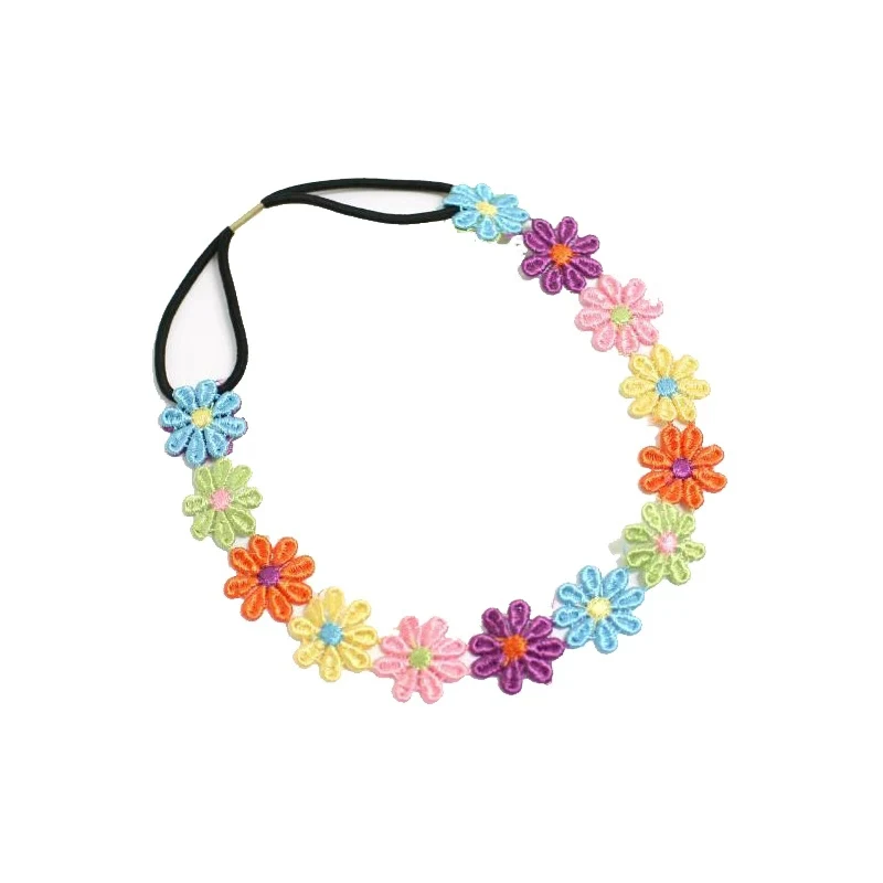 PESENAR Hippie Costume Set 60's Style Circle Glasses Peace Sign Necklace Daisy Sunflower Headbands