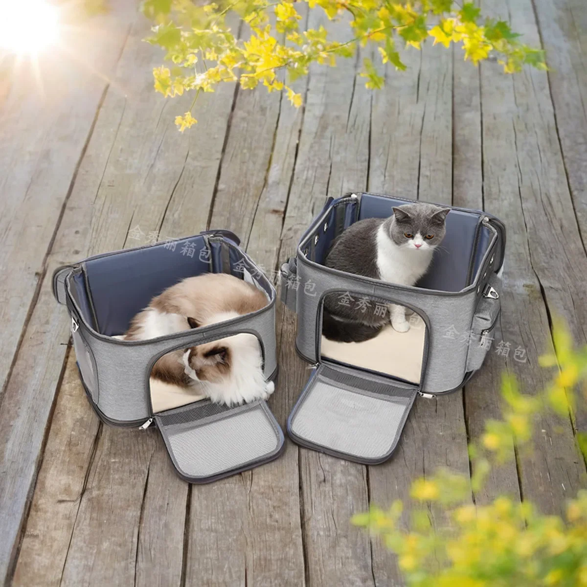 Pet Backpack Extra-large Double Layer Pet Bag Cat Carrier Bag Portable Separable Field Shoulder Portable Cat Backpack Carrier