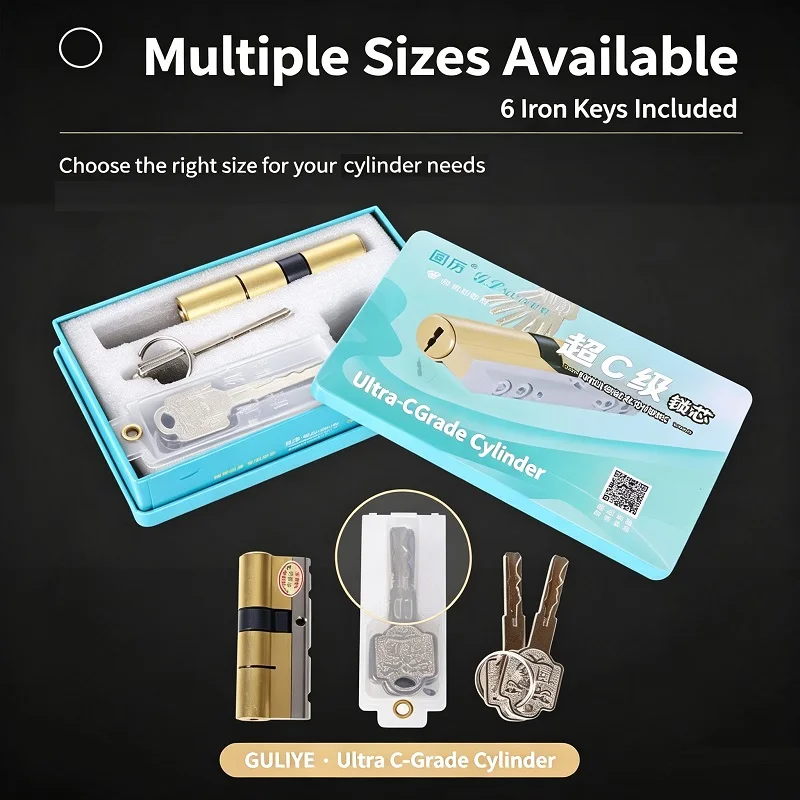 Super C-Class Blade Lock Cylinder, Solid Brass Anti-Theft AB Key Lock Core, Universal for Home Entry Iron Gate Security Door