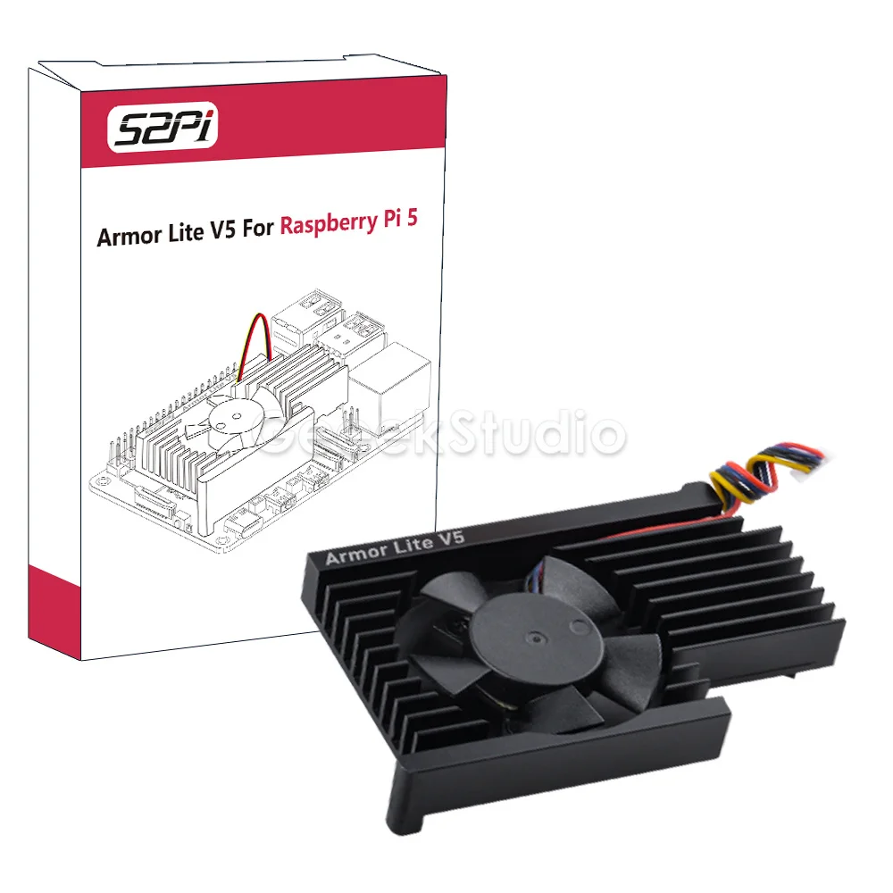 Armor Lite V5 Aluminum Alloy CNC Heatsink with 3510 Fan for Raspberry Pi 5