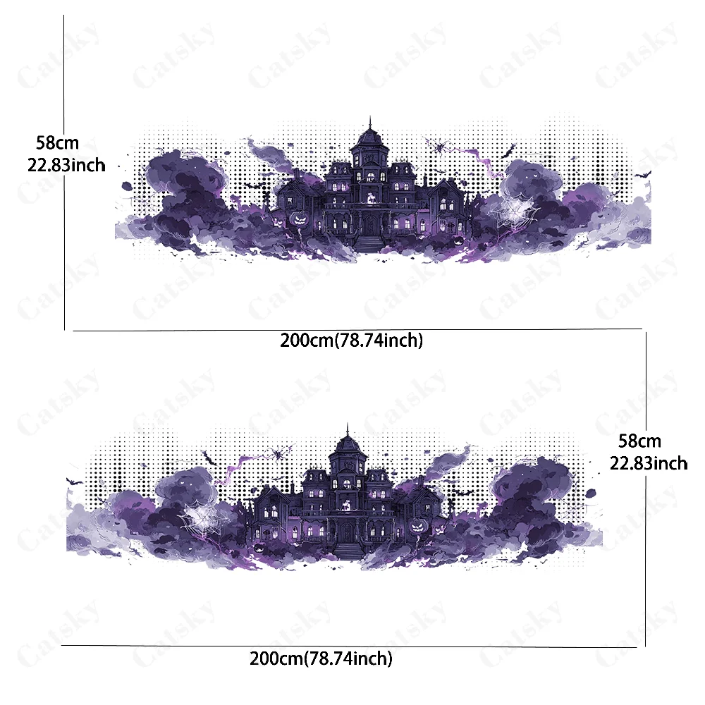 Halloween Castle Creative Pattern Stickers Car Body Door Side Fashion Stickers Two pieces of decoration suitable for all cars ca
