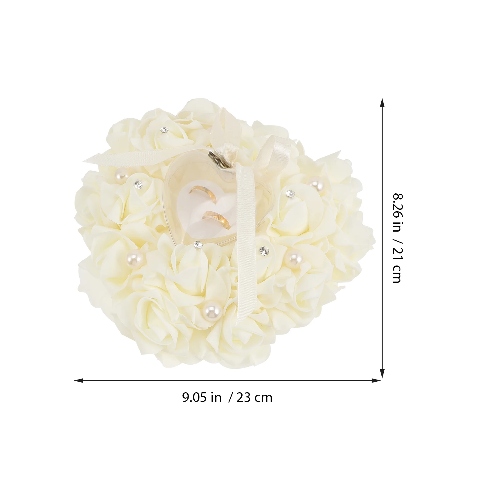 

Wedding Ring Heart Wedding Ring Holder Shaped Transparent Holder PE Flowers Rhinestones Ribbon Jewelry Storage Accessories
