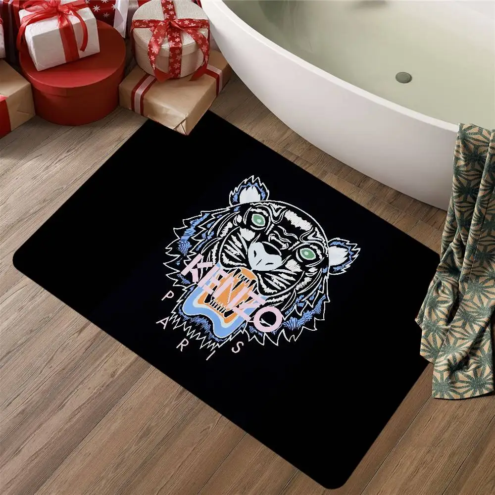 Tapete de Chão Retangular Antiderrapante Imprint Tiger K-Kenzo, Tapete Macio para Casa, Tapete para Porta Frontal, Tapete Interno e Externo, Tapete Decorativo para Hotel