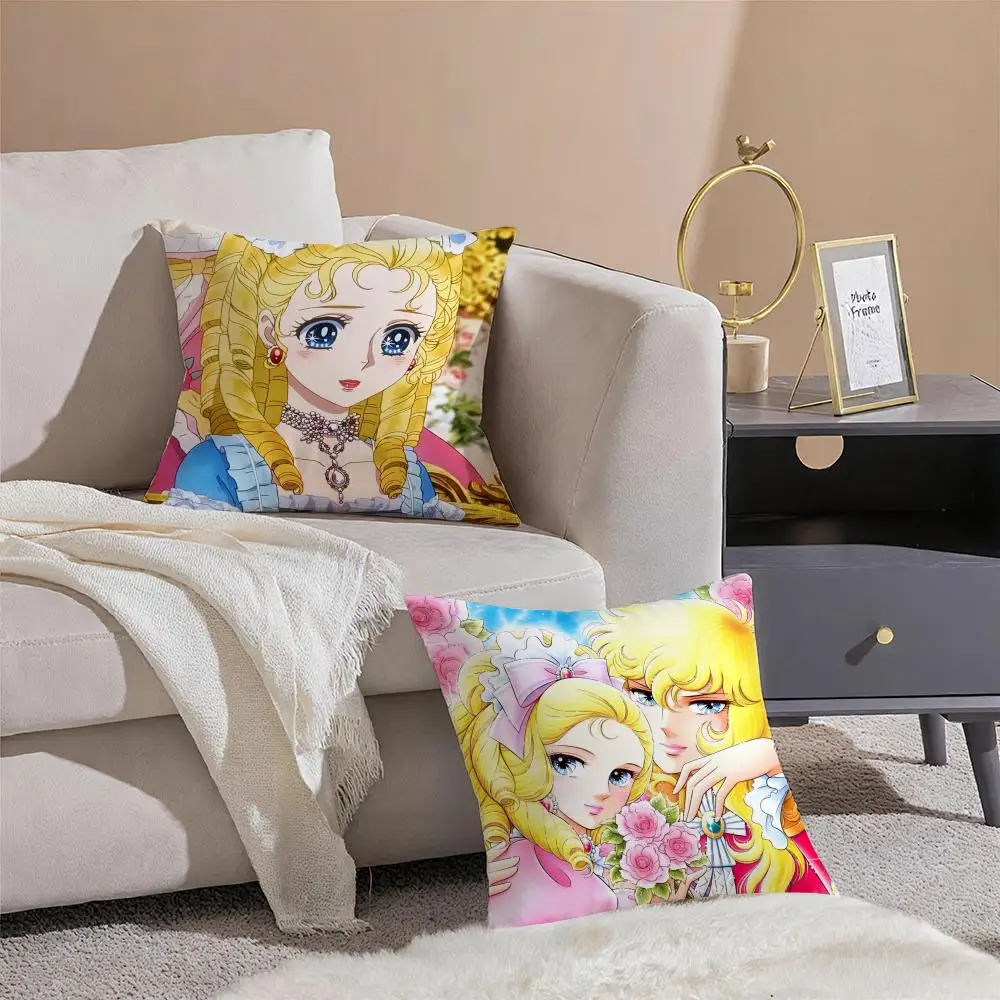 Romance Anime The R-Rose of Versailles Cushion Cover Pillowcase Short Plush Invisible zipper Room Sofa Cushion Cover