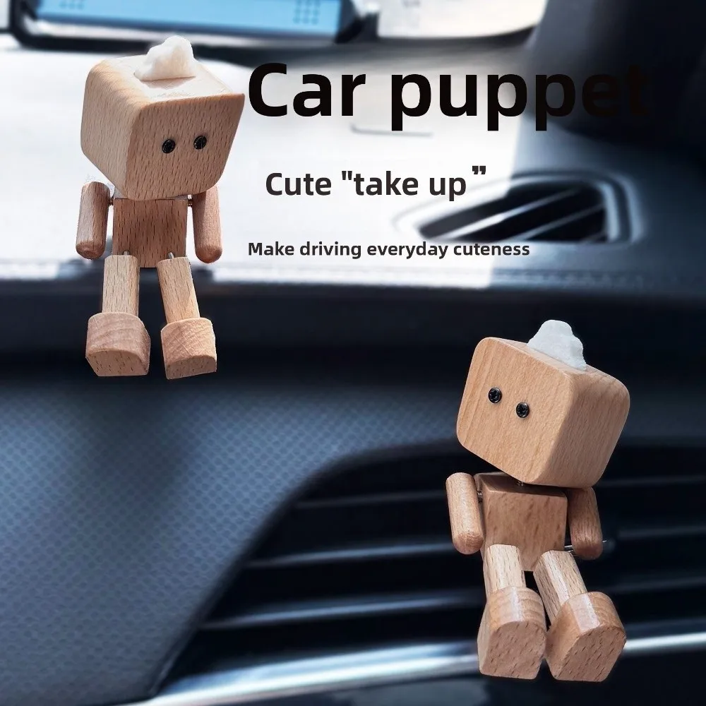 

Partable Shaking Feet Wooden Doll Shaking Legs T-Head Car Dashboard Accessories Wood Car Desktop Decoration