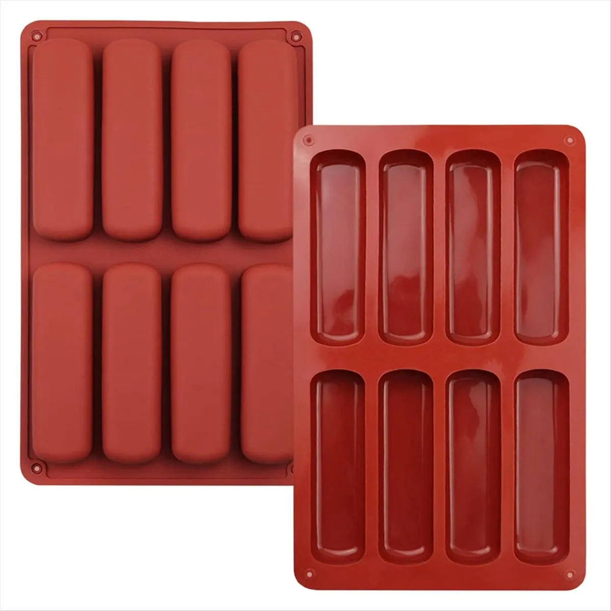 A24I 2PCS Finger Biscuit Silicone Mould,8 Cavities Cereal Bars Baking Mould,Chocolate Bar Mold, for Cnady, Bread,Muffin,Soap