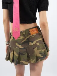 Women Vintage Y2K Streetwear Camouflage Sexy Jean Skirts 2024 Summer Casual High Waist Slim Hotsweet Mini Denim Short Skirt