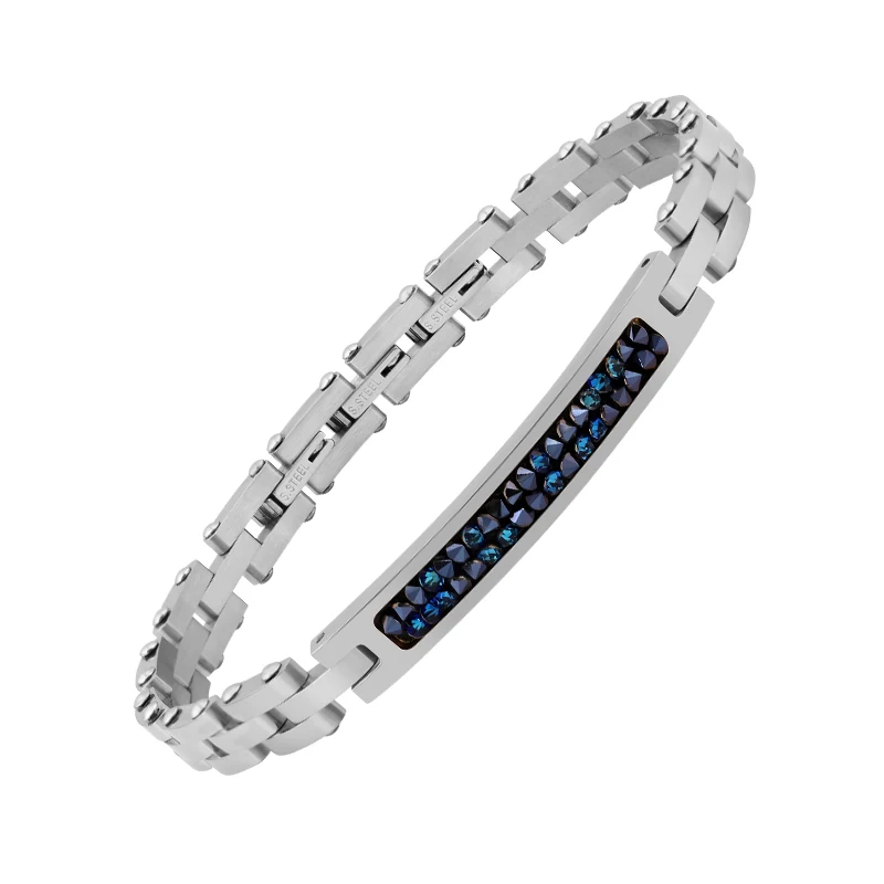 

Moocare Fashionable Classic Curved Sign Stone Inlaid Men's And Women's Lovers' Stainless Steel Bracelet