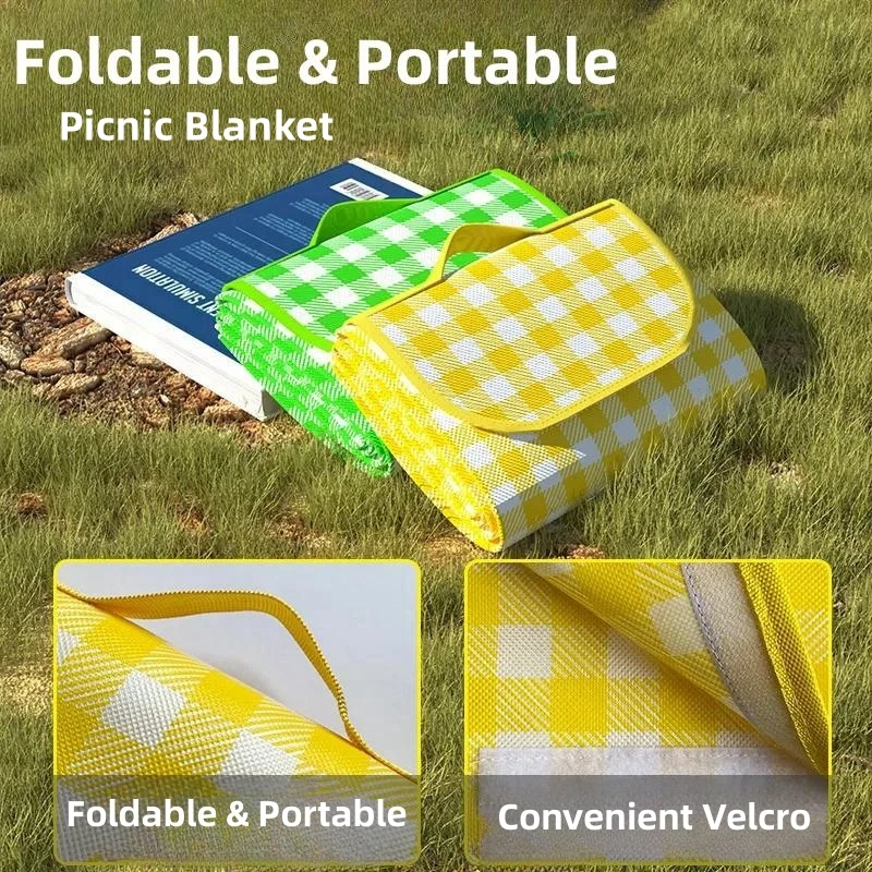 

Picnic Mat Outdoor Portable Floor Mat Folding Moistureproof Beach Mat Plaid Parent Thickened Lawn Camping Waterproof Non Seepage