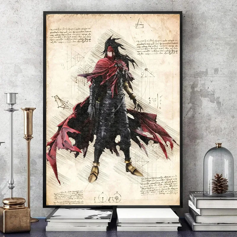 Video Game Final-Fantasy Retro Character Sketch Poster and Prints Canvas Painting Wall Art Pictures Kids Gaming Room Home Decor