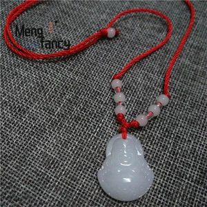 Doğal Hetian Beyaz Yeşim Kolye, Guanyin, Maitreya Buda, Ömür Boyu Kilit, Bir Lotus, Bir Muska, Budist, Moda Tasarımı, Güzel Takı, En Çok Satan Kolye buda kafasının en iyi 10 satışı-no. 1