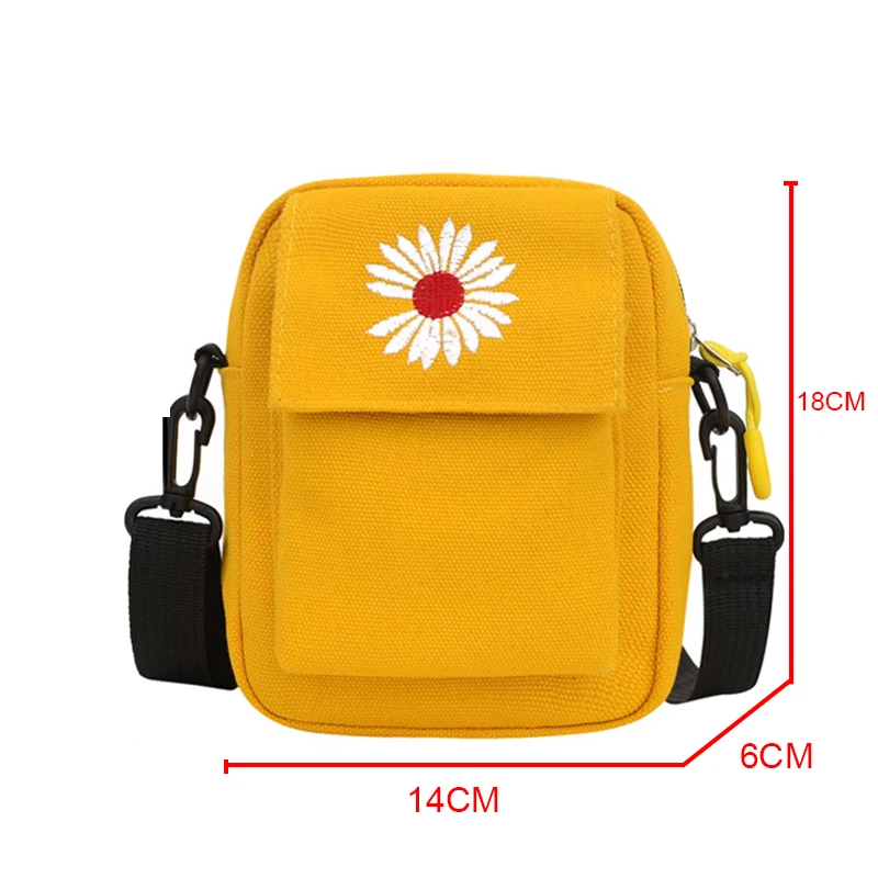 Bolsa de ombro único feminino moda cor sólida casual bolsa de lona ao ar livre daisy bolsa zíper cross-corpo saco do mensageiro