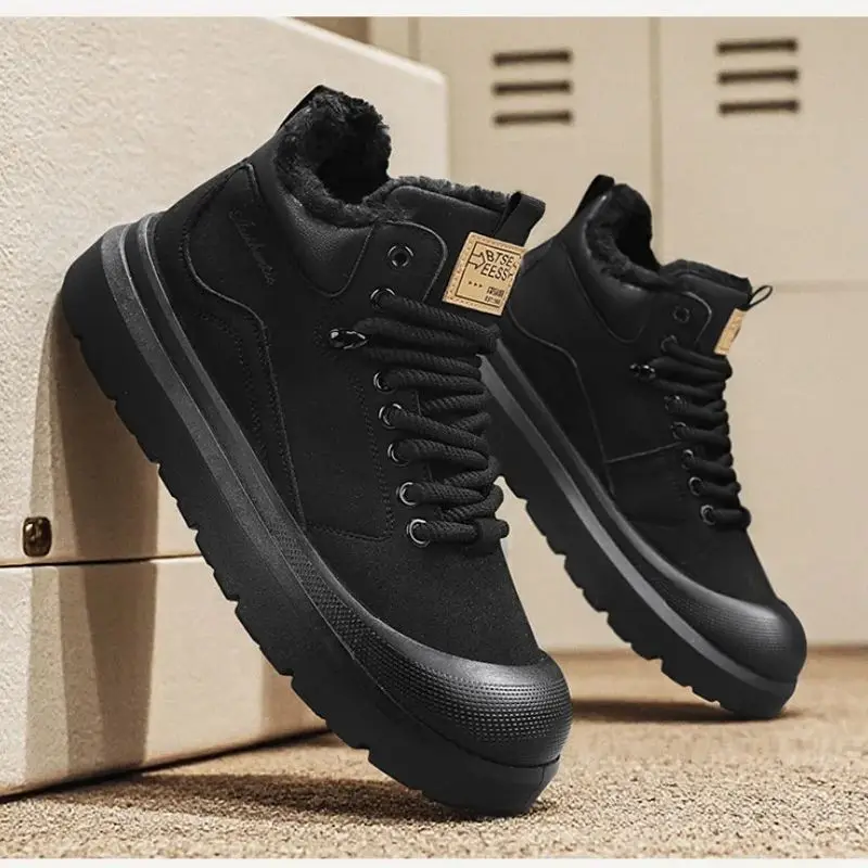 

Winter Men's High-Top Thick-Soled Safety Shoes Warm Cold-Resistant Fleece Lined Casual Workwear Sports Cotton Shoes