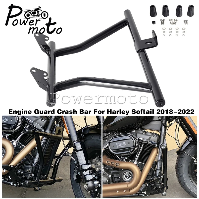 For Harley Softail Street Bob Low Rider S T Fat Bob Standard Front Highway Peg High 2 Step Crash Bar Engine Guard Cage 2018-2023