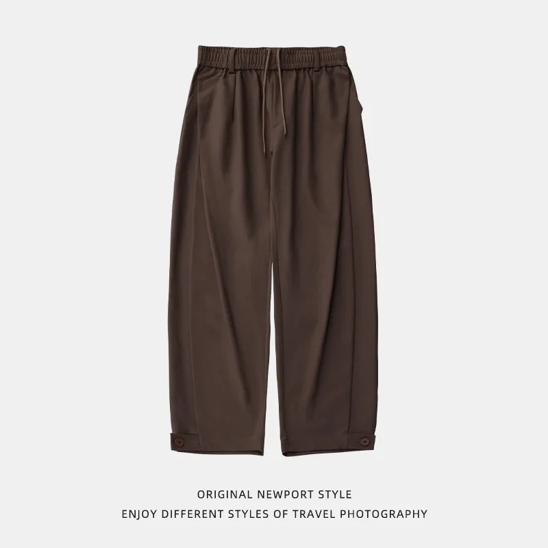 Men Japanese Korean Streetwar Fashion Vintage   Loose Casual Wide Leg Straight Pants  Baggy Trousers