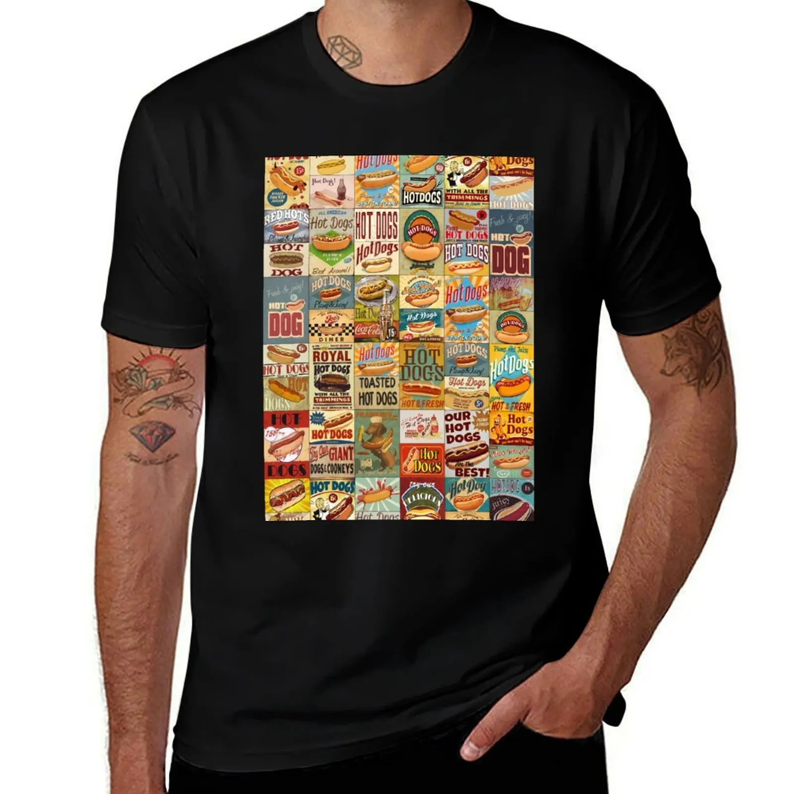 Hot Dogs T-Shirt Work Outdoor Short Sleeve Tee T-Shirt