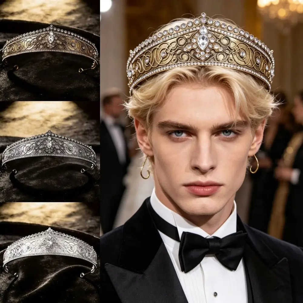 Fashion Alloy Tiara Headband Gothic Sparkling Rhinestone Palace Crown Crown Headwear Pageant