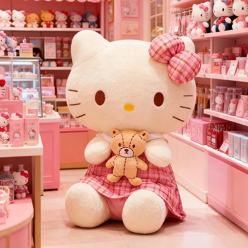 Kawaii sanrio brinquedo de pelúcia dos desenhos animados olá kitty boneca de pelúcia crianças presente de aniversário para crianças brinquedo macio atacado bonito kawaii pelúcia