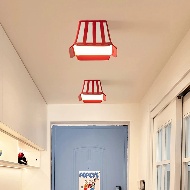 Red Striped Ceramic Ceiling Lamps Corridor Aisle Decoration Lamp Medieval Retro Bedroom Stairwell Window Balcony Ceiling Lights