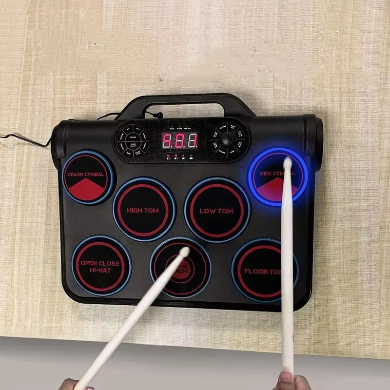 Electric Drum Charging Desktop Drum Kit Percussion Pad Playing Mat for Mobile Phones As Accompaniment Intelligent Stage