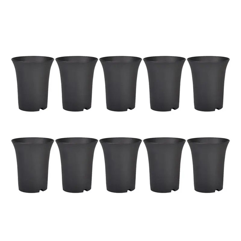 ABUL-40Pcs Black Round Flower Pots High Waist Deep Pots Are Perfect For Indoor And Outdoor Plants, Seeds, Vegetables