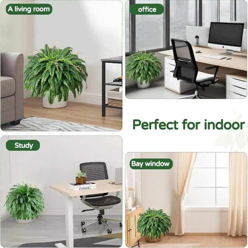 49” kunstmatige varens voor buitenplanter, 128 bladeren per varen, set van 2, grote weelderige nep-Boston-varens hangende planten, UV-bestendig