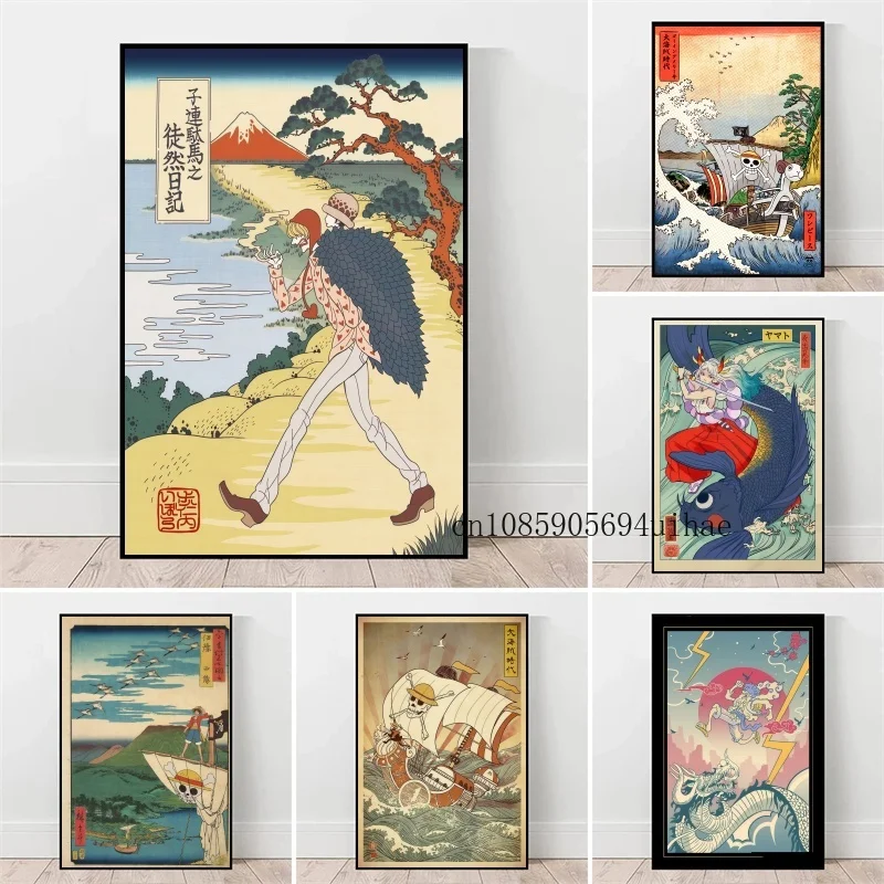 

Anime One Cartoon One Piece Retro Poster Print Canvas Painting Art Mural Suitable for Cafe Home Wall Decoration Picture Gift