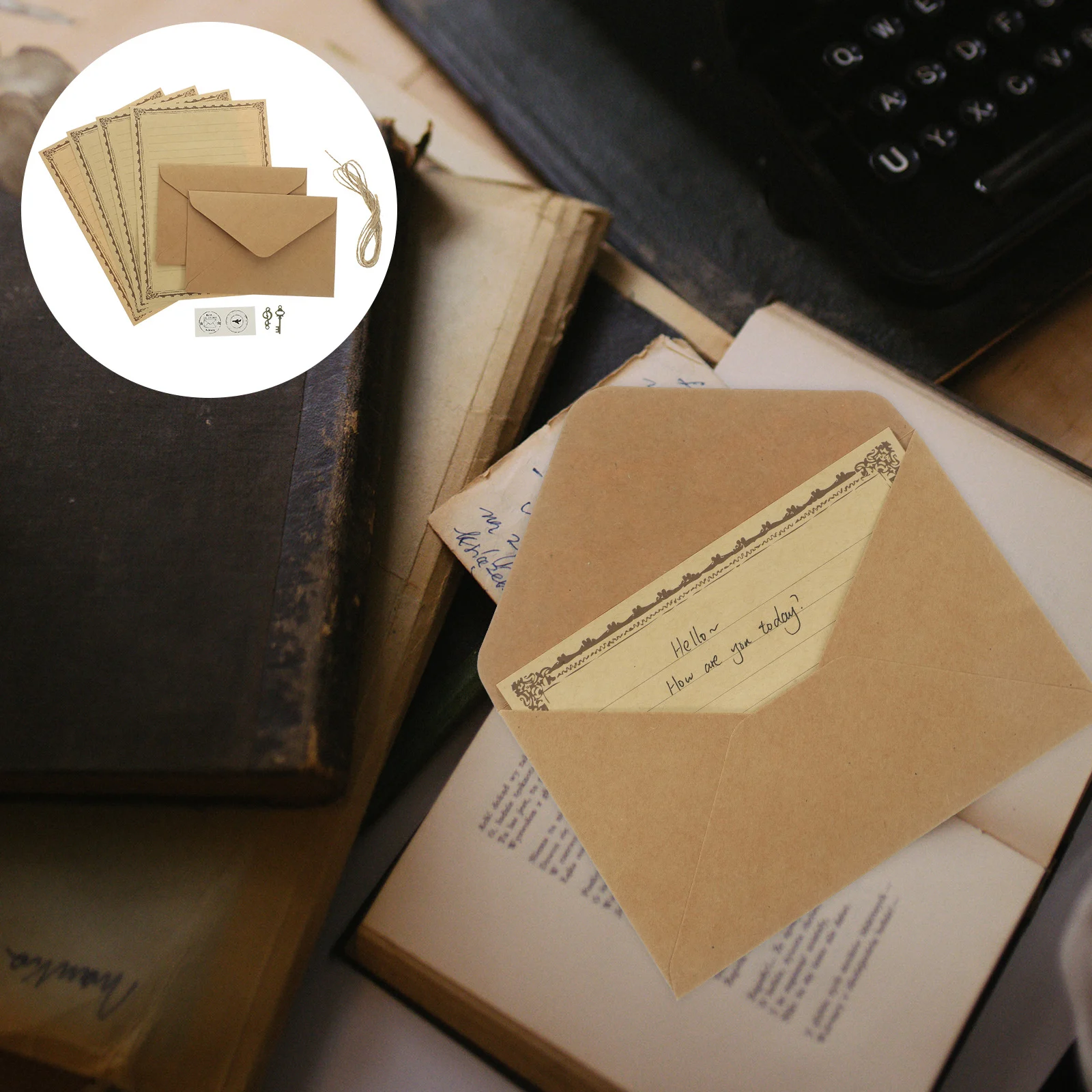 2Sets Retro Letter Paper Envelope Kit A5 Writing Stationery Set Travelers Notebook Insert Vintage Style Letter Writing Sets