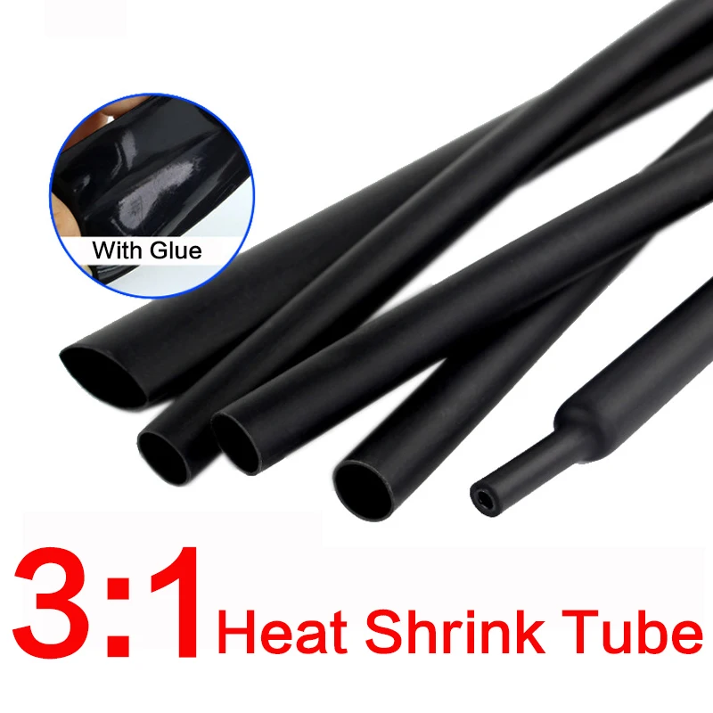 5M 1.6/2.4/3.2/4.8/6.4/7.9/9.5/12.7 mm Dual Wall Heat Shrink Tube With Glue 3:1 Termoretractable Sheath Retractable Heat Pipe