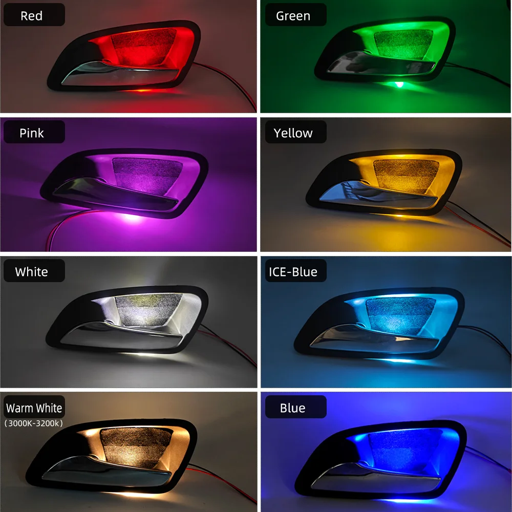 12V 4PCS Car Door Bowl LED Light Concealed Installation Mushroom Head Interior Handle Ambient Decorative Lamp Car Accessories