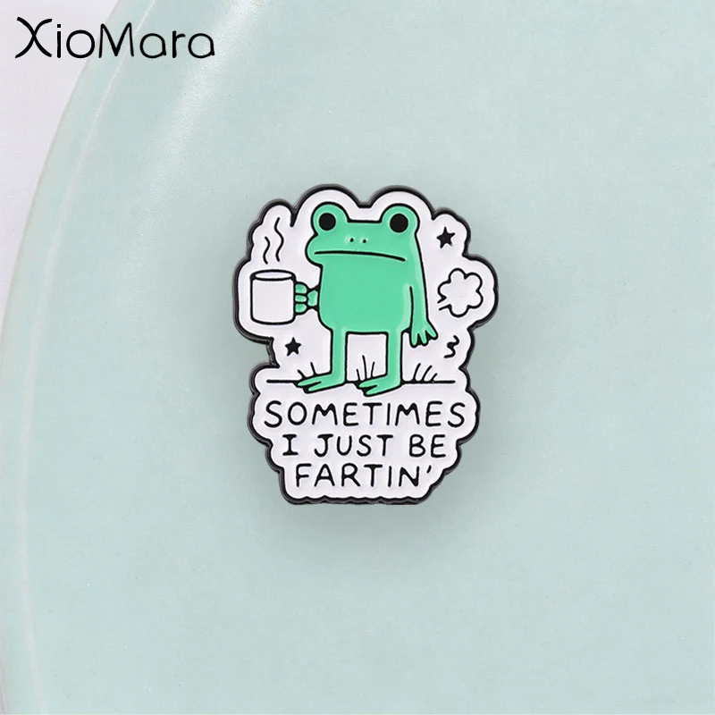 Cartoon Funny Coffee Frog Enamel Pin, Humorous Meme Quote Badge, Fashion Clothes Backpack Accessory, Humorous Gift for Friends